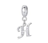 Symretie Ciondolo charm lettera H argento sterling 926, compatibile con bracciali e collane europei, per regali di Natale per la festa della mamma da donna