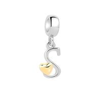 Symretie Ciondolo charm lettera S argento sterling 929, compatibile con bracciali e collane europei, per regali di Natale per la festa della mamma da donna