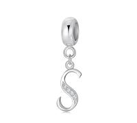 Symretie Ciondolo charm lettera S argento sterling 929, compatibile con bracciali e collane europei, per regali di Natale per la festa della mamma da donna
