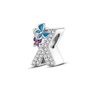 Symretie Ciondolo charm lettera X argento sterling 930, compatibile con bracciali e collane europei, per regali di Natale per la festa della mamma da donna