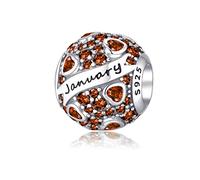 Symretie Donna Bead Charm Ciondolo 12 Pietra natale Argento Sterling 925 con Cubic Zirconia Pendenti per Pandora Braccialetti, Compatibile con Braccialetti e Collane europei