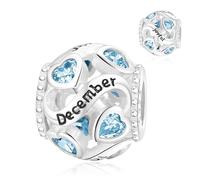 Symretie Donna Bead Charm Ciondolo 12 Pietra natale Argento Sterling 925 con Cubic Zirconia Pendenti per Pandora Braccialetti, Compatibile con Braccialetti e Collane europei Z1