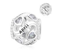 Symretie Donna Bead Charm Ciondolo 12 Pietra natale Argento Sterling 925 con Cubic Zirconia Pendenti per Pandora Braccialetti, Compatibile con Braccialetti e Collane europei