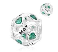Symretie Donna Bead Charm Ciondolo 12 Pietra natale Argento Sterling 925 con Cubic Zirconia Pendenti per Pandora Braccialetti, Compatibile con Braccialetti e Collane europei