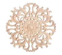 SynapSYA Applique in Legno 1pc Round Carving Wood Flower Decal Unpainted Disc Onlay Decor Door Furniture Symmetrical Court 10cm 3D Disc Applique in Legno Intagliato