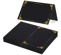 SynapSYA Biglietto Auguri Matrimonio 20/50/100pcs Half Fold Black Hot Stamping Wedding Seating Number Table Card Place Birthday Party Banquet(50pcs)