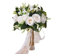 SynapSYA Bouquet da Sposa 1 pezzo di bouquet da sposa for la, lancio a mano all'aperto, artificiale for cerimonie, feste in chiesa(White)