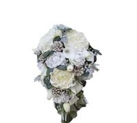 SynapSYA Bouquet da Sposa Bouquet da sposa natalizio Fiori artificiali Pigne glassate Peonie Cascata invernale nel bosco