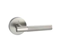 SynapSYA Maniglie Porte Interne Maniglia for porta della privacy posteriore zigrinata Leva Base rotonda Serratura for camera da letto e del bagno Reversibile(Silver)