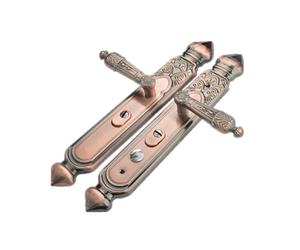 SynapSYA Maniglie Porte Interne Set di maniglie for porte antifurto rosse antiche, pannello spesso, solido, doppio chiavistello for interni, for porta del bagno e balcone(Color2,Door thickness 9cm)