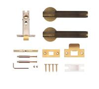 SynapSYA Maniglie Porte Interne Set di maniglie for porte in ottone, maniglia for passaggio privacy zigrinata, for serratura a pomolo, ferramenta(PASSAGE-AB)