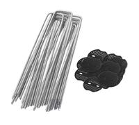 SynapSYA Picchetti Giardino 30/60/90pcs Garden Pegs Rust-Resistant U Shaped Metal Pins Duty Spikes Ground Staple with Buffer Washers for Securing Plant Weed(30PCS)