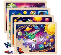 SYNARRY Wooden Space Planets Solar System Puzzles for Toddlers 2-4, 4 Packs 24 pcs Jigsaw Puzzles for Kids Ages 4-6, Preschool Toys Gifts for Children, Wood Puzzles for 2 3 4 5 6 Year Old Boys Girls..
