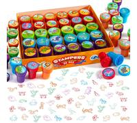 SYNCFUN 30 Pezzi Timbri Animali per Bambini, Timbri Autoinchiostranti Assortiti per Bambini, Riempitivi per Borse da Festa per Bambini, 5 Colori 30 Modelli