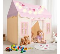 SYNCFUN Tenda per bambini da interno con tappetino e luci Tenda da gioco per bambini Casetta da gioco per bambini da interno 51 * 35 * 52 pollici per bambini piccoli 3-13 anni (rosa)