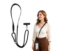 Syncharm Cordino per Cellulare Universale, Laccio per Cellulare da Collo Regolabile 130cm con Patch, Porta Corsa e Tracolla, Laccetto Resistente per Tutti gli Smartphone (Nero)