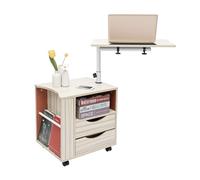 SYNCMH Bedside Table, tavolino girevole con comodino, ma girevole a 360°, ruote universali con freni, comodini per soggiorno, uffici, camera da letto