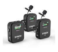 SYNCO G2 (A2) Microfono Lavalier Wireless per Android/Fotocamera/iPhone, Doppio Microfono Clip Senza Fili 2.4Ghz con Riduzione del Rumore e Display TFT 200m per DSLR YouTube Live Streaming Vlogging