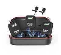 SYNCO G2(A2) Pro Microfono lavalier wireless per iPhone/ Android/Fotocamera/iPad, 2.4G con Cancellazione Rumore Batteria 24H e Custodia di Ricarica 200m di Portata per Vlog Interviste Live Streaming