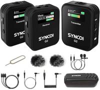 SYNCO G2(A2),sistema microfonico lavalier wireless 2.4G doppio trasmettitore e 1 ricevitore microfono da bavero per vlogging, streaming YouTube,vai in modalità wireless su fotocamera smartphone tablet