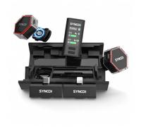SYNCO G4 Microfono Lavalier Wireless per iPhone7-17/Android/Fotocamera, 2,4 GHz Doppio Canale, Batteria da 20 ore con custodia di ricarica,300 m, Riduzione del rumore per YouTube TikTok Vlog/Streaming