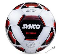 Synco Inferno Pallone da calcio misura 5 - Bianco cucito a mano in gomma per pavimenti duri o prati adatto per professionisti - 1007