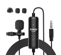SYNCO Lavalier Microfono Omnidirezionale Clip On Microphone con protezione dal vento, 3,5 mm TRS/TRRS 6 metri per Smartphone Cellulare iPhone Android Huawei Samsung, PC Laptop Camera DSLR Lav-S6E