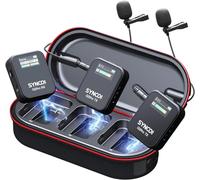 SYNCO Microfono lavalier wireless, G2(A2) Pro 2.4G Dual Lapel Mic 150m 8H per lezioni online Vlog Live Stream YouTube per fotocamera smartphone tablet, Wireless-Lavalier-Microfono-Dual-Channel