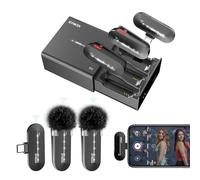 SYNCO Microfono Lavalier Wireless Tipo C, P2ST Microfono Senza Fili con custodia di ricarica Plug and Play per USB-C Smartphone Tablet, Microfono-Lavalier-Wireless-Telefono-Android