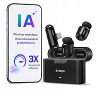 SYNCO SMICT Microfono Wireless AI per Android, Lavalier USB-C con Traduzione in Tempo Reale, App AI Bluetooth, Riduzione Rumore, 2 Microfoni per Vlog, Streaming e Interviste