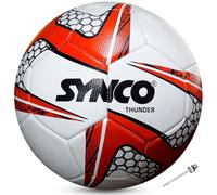 Synco Thunder 1008 - Palla da calcio a 3 strati, in PVC, cucita a 32 pannelli, adatta per prati e erba artificiale, misura 5