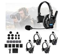 SYNCO XTALK XPRO5 Cuffia Intercom Doppia Antenna per Cinema e Team (5PCS) | 500m/1640ft, 2.4GHz Full-Duplex, AEC Cancellazione Rumore, Monitor 3.5mm, Batteria 24H, per Cantieri, Magazzini, Interviste