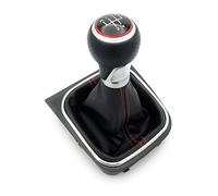 SYNCPARTS Pomello del cambio a 5 marce, in pelle PU, design sportivo, completo per VW Golf 5/6, EOS, Jetta 5/6, Scirocco 3, nero, rosso