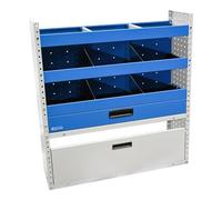 Syncro System Kit scaffalatura furgone Berlingo Partner Kangoo Ducato Boxer Jumper Transit Sprinter - 3 ripiani cassetto telescopico antina ribaltabile 101x108x31 cm
