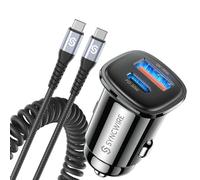 Syncwire Caricabatterie Auto USB C PD 30W +QC 30W Fast Presa Accendisigari Caricatore da Auto USB Con Cavo Di Tipo C Compatibile With iPhone Samsung