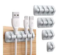 Syncwire Clip - Cavo organizer per scrivania, set di 5 cavi in silicone fisso, cavo adesivo, attacco per cavi da scrivania, per cavi di caricatore, mouse, auricolari, telefono, colore: grigio