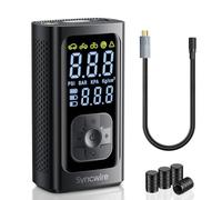 Syncwire Compressore Aria Portatile 10.35BAR Gonfiaggio Più veloce Compressore d'aria Pompa per Pneumatici Car Inflator per Auto, Biciclette, Motociclette, Palloni, con Tappi per Valvola Pneumatici