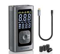 Syncwire Compressore Aria Portatile 10.35BAR Gonfiaggio Più veloce Compressore d'aria Pompa per Pneumatici Car Inflator per Auto, Biciclette, Motociclette, Palloni, con Tappi per Valvola Pneumatici