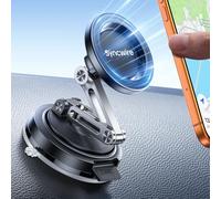 SYNCWIRE Supporto Auto MagSafe, Supporto Magnetico Potente, Con Ventosa Sostituibile A Vuoto (Cruscotto/Parabrezza), Regolabile Su 3 Assi, Rotazione 360°, Pieghevole, Per iPhone 17-12 Pro/Max/Plus