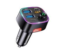 Syncwire Trasmettitore FM Bluetooth 5.4, 48W (PD 36W e 12W) Doppia Porta USB di Ricarica Adattatore Auto, Radio Ricevitore Wireless, Display LED, Chiamate in Vivavoce, Supporto Unità USB 64GB