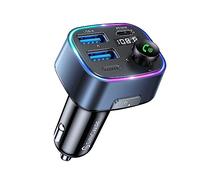Syncwire Trasmettitore FM Bluetooth 5.4 per Auto, 48W (PD 36W e 12W) Doppio USB di Ricarica Adattatore Auto, Radio Ricevitore Wireless, Display LED, Chiamate in Vivavoce, Supporto Unità USB 64GB, Blu