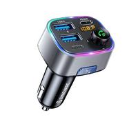 SYNCWIRE Trasmettitore FM Bluetooth 5.4 per Auto, 48W (PD 36W e 12W) Doppio USB di Ricarica Adattatore Auto, Radio Ricevitore Wireless, Display LED, Chiamate in Vivavoce, Supporto unità USB, Argento