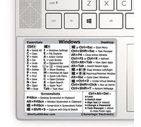 SYNERLOGIC Adesivo per tastiera di riferimento per PC Windows, in vinile, adesivo senza residui, per qualsiasi PC, laptop o desktop, con scorciatoie per Windows (bianco/piccolo, 1 pezzo)
