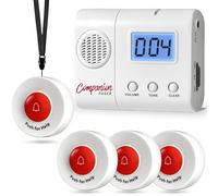 SYNLETT Cercapersone Wireless per Badanti con 4 Pulsanti SOS Sistema di Chiamata Infermieristica Allarme Portatile per Anziani Pazienti Emergenze Casa Cura