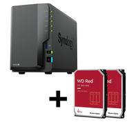 Synology DiskStation DS224+ 2 slot server NAS contenitore vuoto + 2x disco rigido WD Red 40EFPX SATA 3,5"" HDD 4TB NEW