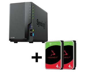 Synology DiskStation DS224+ Custodia vuota per server NAS a 2 slot + HDD Seagate Ironwolf SATA da 3,5"" da 8 TB (2x 4TB) NEW