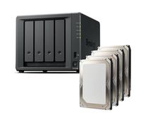 Synology DS425+ 64TB Hard disk bundle (4 X 16TB) 4 Bay Desktop NAS; con processore Intel Celeron J4125 quad-core, 2 GB DDR4 RAM aggiornabile a 6 GB