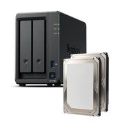 Synology DS725+ - Set di 2 dischi rigidi da 32 TB da 16 TB, serie 2 Bay Plus con Ryzen R1600, 4 GB di RAM (32 GB max), 1 x 2,5 GbE, 1 x 1 GbE, 2 x slot M.2 NVMe. Espansione DX525 disponibile tramite
