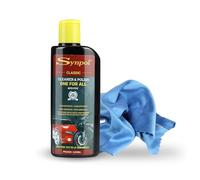 Synpol - Kit Crema Detergente più Panno in Microfibra - per Tutte le Superfici - Auto, Moto, Parabrezza, Plastica - Lucida e Deterge Perfettamente - Non Lascia Aloni