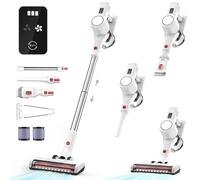 Syntecno Aspirapolvere Senza Fili Scopa Elettrica - Potente Vacuum Cleaner Senza Filo Ricaricabile Batteria Silenzioso Leggera Scope Elettriche per Pavimenti Tappeti Peli Animali Domestici